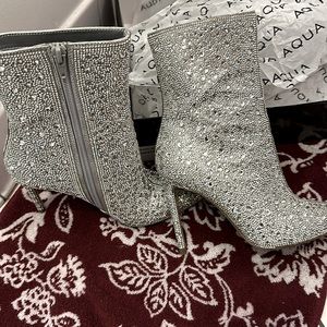 Aqua rhinestone booties